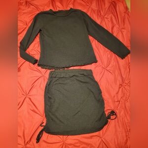 Black Knit Drawstring Mini Skirt - Women